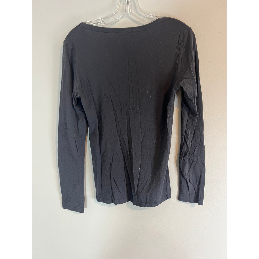 AllSaints Womens Charcoal Gray Scoop Neck Long Sleeve T-Shirt Size 10 US